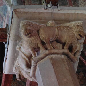 Lions at the narthex column capital 12