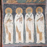 Unidentified bishop, St. Gregory the Wonderworker (Thaumaturgus), St. Iriney and St. Clement