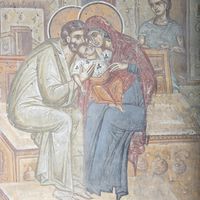 Caressing of the little Virgin (Theotokos)